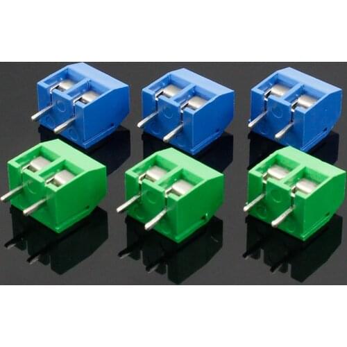 20PCS/LOT KF301-2P KF301-5.0-2P KF301 Screw 2Pin 5.0mm Straight Pin PCB Screw Terminal Block Connector Blue and green