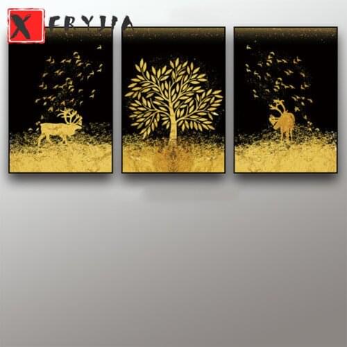3pcs pictures 5d diamond painting Money tree golden deer full novelty 2021 mosaic art diamond embroidery decor icons new hot