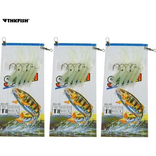 3 Packs (15pcs) Saltwater Fishing Rigs Sea Night Glow Fishing Lures Shrimp Bait Jigs Lure For Fishing