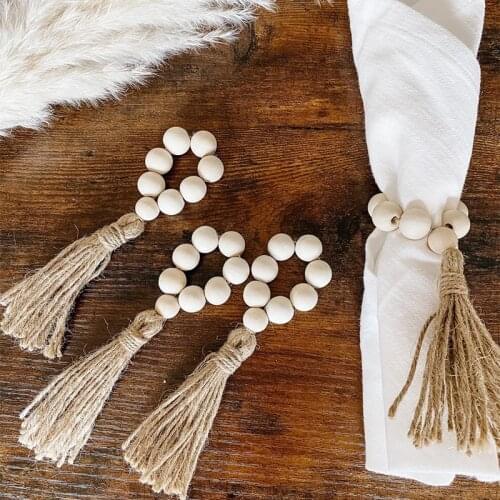 4pcs Wood Napkin Rings Farmhouse Housewarming Rustic Country Boho Wedding farm Christmas Thanksgiving dinner Table decoration