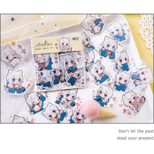 40pcs/pack Janpanese Anime Cartoon Girls Adhesive Sticker DIY Decorative Scrapbook Stationery Sticker Bookmark Children Label