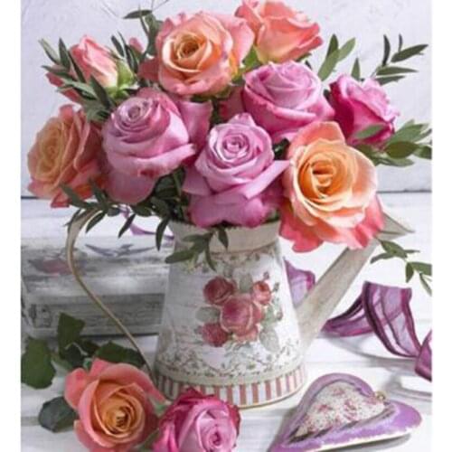 5D DIY Diamond Painting Square/Round Diamond Flower Painting Pink Flower Picture Cross Stitch Mosaic Home Decoration WG2852