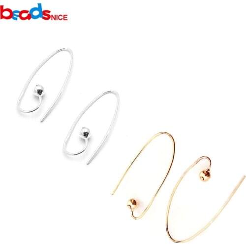 Beadsnice wholesale earrings trendy 925 Sterling silver hooks earring wires with ball end rose gold plated ID25347