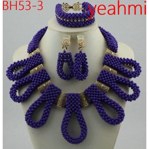 Free Shipping Fashion Nigerian Wedding African Bead Jewelry Set Crystal Necklace Set Party Wedding Dubai Jewelry Set BH53-1