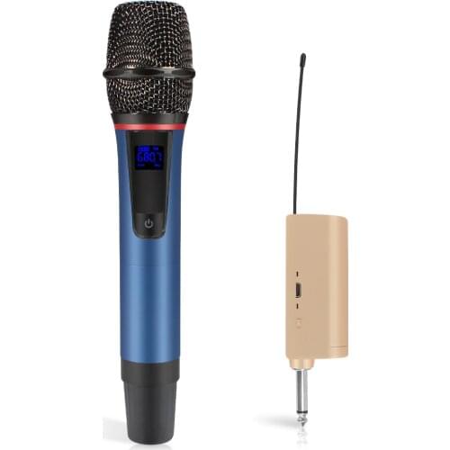 80M Receive UHF Microphone Wireless Karaoke System with Rechargeable Transmitter Battery Powered for Stereo Speaker Car Audio