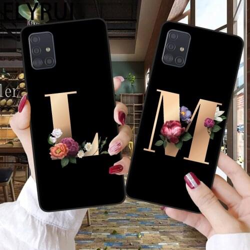 Letter Monogram A B C D Flower Custom Soft TPU Phone Case For Coque Samsung A21S A31 A41 A51 A71 A12 A32 A52 Back Cover Fundas S