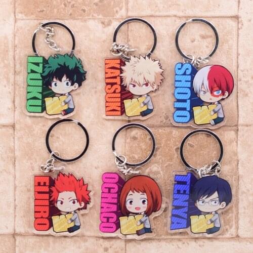 My Hero Academy Keychain Double Sided Acrylic Shoto/Izuku Key Chain Pendant Anime Accessories Cartoon Key Ring