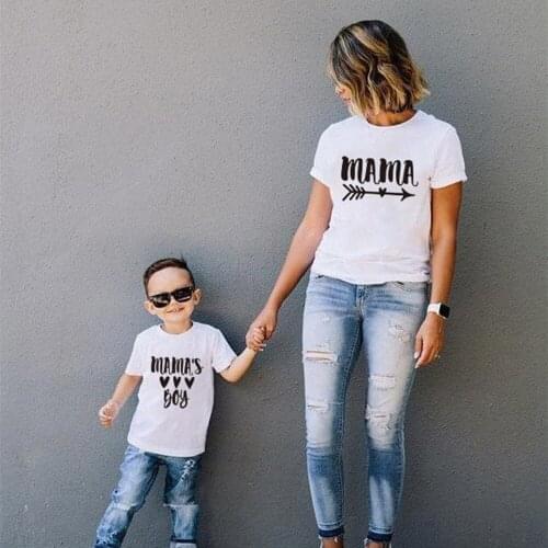 T Shirt Little Baby Kids Outfits Summer Family Matching Short T Shirt Mommy and Son Look Print Letters Mama Boys Clothes