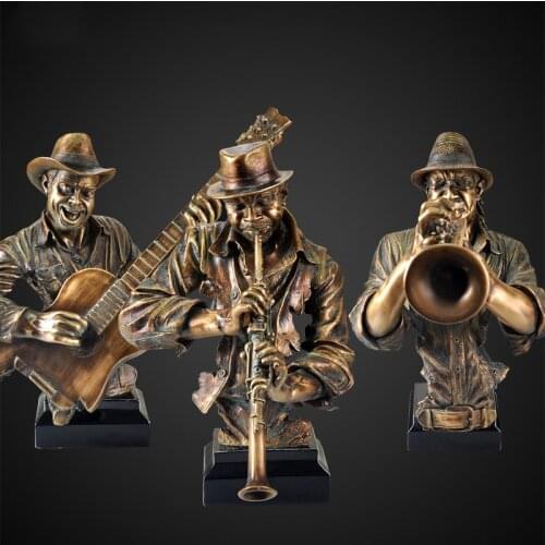 [HHT] Retro Resin Crafts Cast Copper Music Figure Statue Band Sculpture Decorations Home Living Room KTV Bar Furnishings