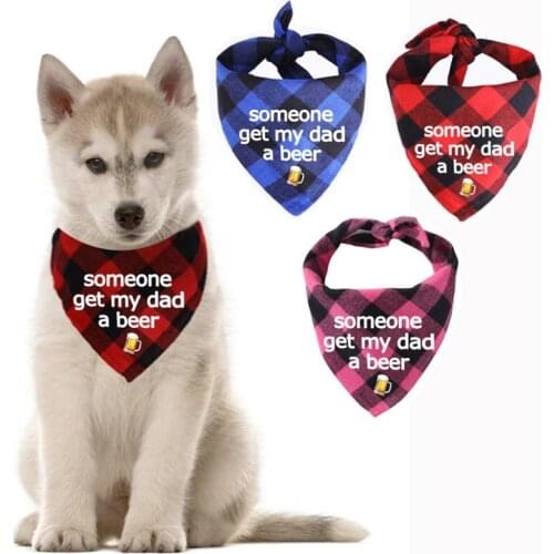 Plaid Pet Dog Bandanas Cotton Washable Letter Printed Dog Bandanas Scarf Bowties Collar Pet Triangular Bibs For Puppy Kitten