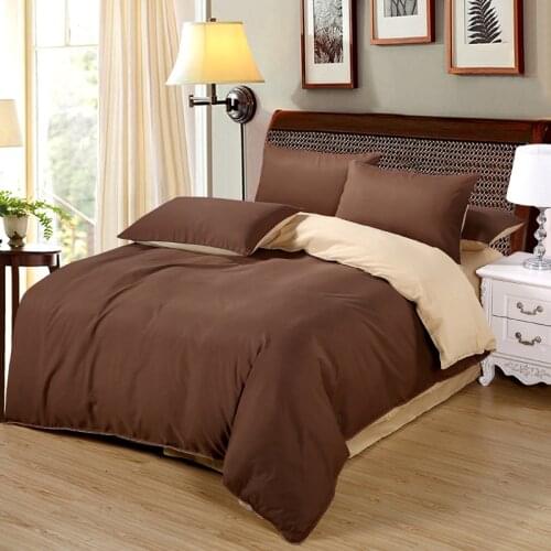Double color Brown gold flat sheet bedding set duvet cover set Pillowcase twin single size bed set