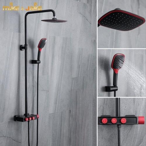 Red Black shower mixer matte black bath shower rainfall shower mixer set black shower tap bath hot and cold mixer