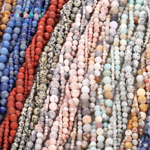 4mm-12mm Matte Natural Lapis Lazuli Crazy Agates Picture Jaspers Stone Beads Round Beads For Jewelry Making DIY Bracelets