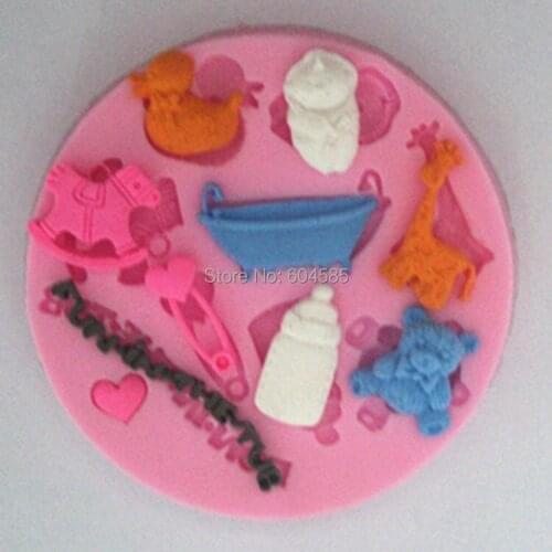 Mini Baby shower F0488 Fondant Mold Silicone Sugar mold Craft Molds DIY gumpaste flowers Cake Decorating