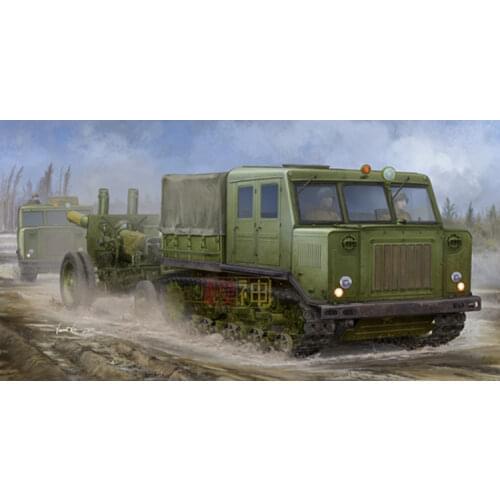 Military Assembly Model Cannon 1:35 Russian AT-S Gun and A Tractor Trailer Truck 09514