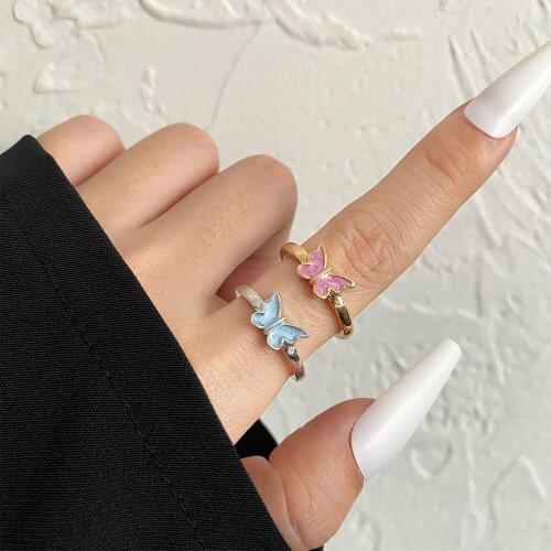 Trendy Vintage Butterfly Rings For Women Korean Style Adjustable Open Ring Fashion Jewelry Cute Rings For Girls Party Gifts