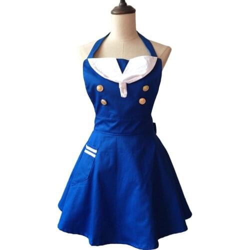 Sailor Cute Kitchen Apron Cotton Maid Waitress Manicure Hairdresser Cooking Apron Dress Avental de Cozinha Divertido Pinafore