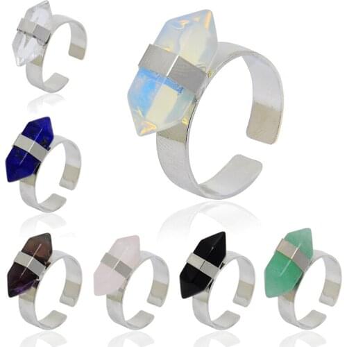 New Fashion Natural Stone Ring Green Crystal Stone Rings for Women Refined Jewelry