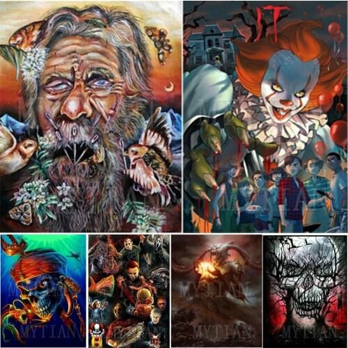 NEW 5D DIY Full Square/Round Drill Diamond Paintinghorror film characters Diamond Embroidery Mosaic Cross Stitch wall art decor