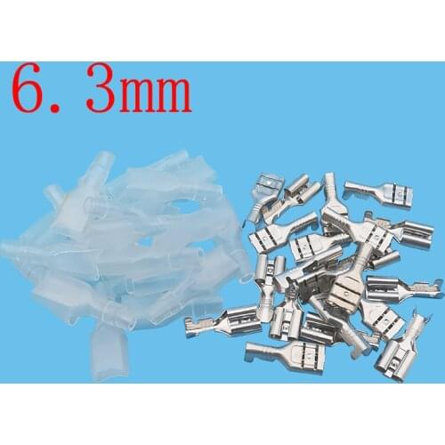 20Pairs 6.3mm Female Spade Crimp Terminals Wire Connector 6.3mm Crimp Terminal Block with Insulating Sleeve