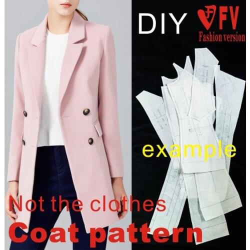 Clothing DIY pattern womens mid-length slim coat coat sewing design drawings BFY-173