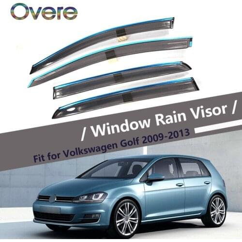 Overe 4Pcs/1Set Smoke Window Rain Visor For VW Golf 6 2009 2010 2011 2012 2013 Styling Awnings Shelters Guard Accessories