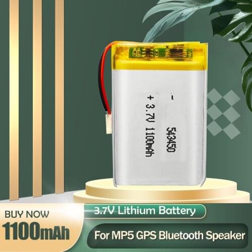 543450 3.7V 1100mAh Rechargeable Lithium Polymer Battery For MP4 GPS DVD Driving Recorder Humidifier Power Bank Fingerprint Lock