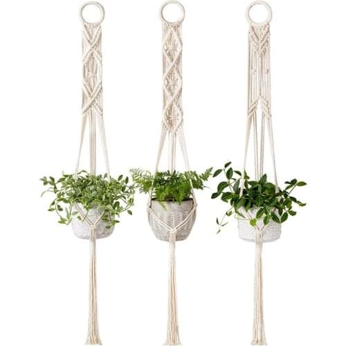 Macrame Plant Hanger Set Of 3 Indoor Wall Hanging Planter Basket Flower Pot Holder Boho Home Decor Boho Hanging Planter