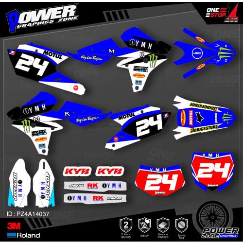 PowerZone Custom Team Graphics Backgrounds Decals 3M Stickers Kit For YAMAHA 14-18 YZ250F 15-18 YZ250FX WRF250 14-17 YZ450F 037