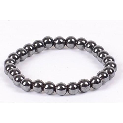 Drop Ship 8mm Black Magnetic Beads Bracelet Natural Hematite Stone Therapy Health Energy Magnet Bangles For Men Women Jewelry