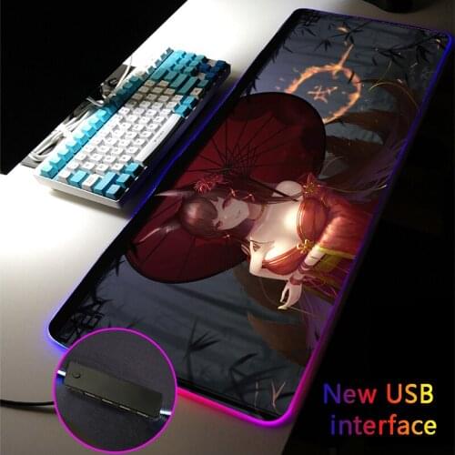 RGB Mouse Pad USB Hub Azur Lane Anime Busty Girl MousePad Carpets Four USB Docking Dock Typec Interface Multi-interface Desk Mat
