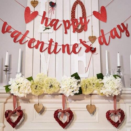 Romantic Balloons Decorative Flag Valentines Day Party Paper Banner Hanging Ornament Wedding Festoon Balloon Decoration