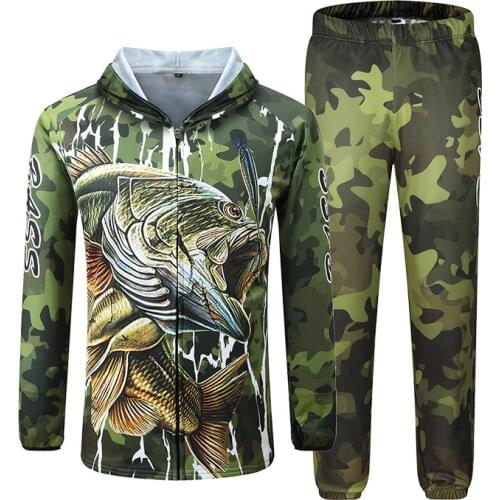 Anti UV Fishing Jacket Sun Protection Long Sleeve Shirt Men Camouflage Pants Fishing Suit Set Fisherman Sportwear Clothes
