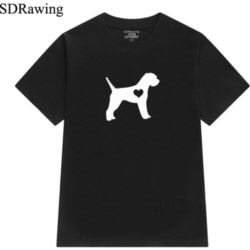 Cute Border Terrier print cotton t shirts for women dog lover Graphic Tees Hipster Tumblr Cozy summer tops drop shipping