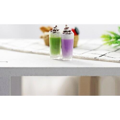 Cute Mini 1/12 Scale Dollhouse Miniature Milkshake Cup Drinks Food for Barbies Doll Pretend Play Kitchen Toy Accessories