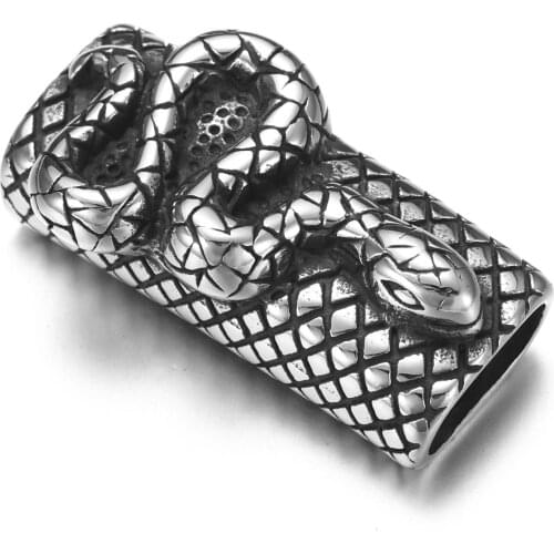 316L Stainless Steel Slider Beads Snake Polished 12x6mm Hole Bead Slide Charm Accessories for DIY Bracelet Jewelry Making