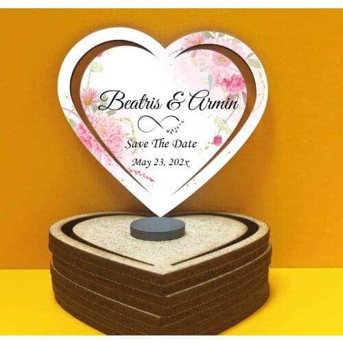Save the Date Wooden Magnet for Your Guests and Colorful Printed Wedding, Henna, Christening Gifts 25 pcs