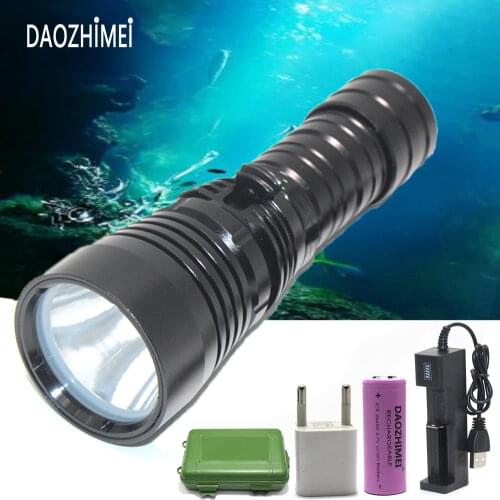 Professional diving light Waterproof Flashlights XM-L2 White /Yellow light Super bright Diving Flashlight Powered by 26650 batte