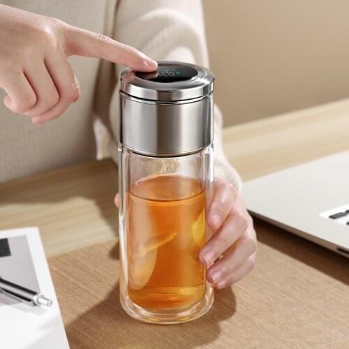 260/320ml Glass Tea Thermos Temperature Glass Bottle Double-layer Borosilicate Glass Drinkware Mug with Double Bottom Kawaii Cup