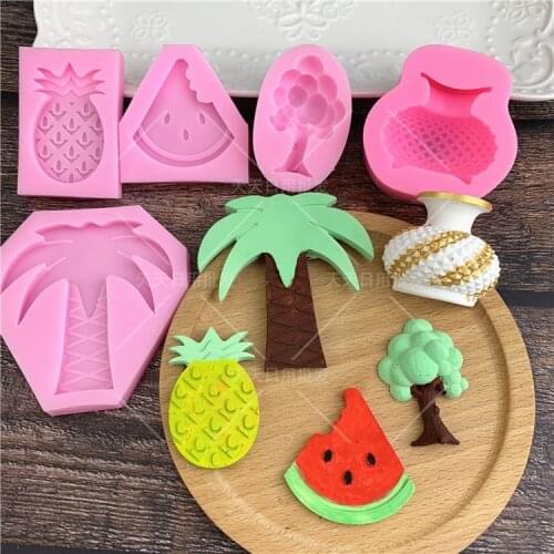 Turtle Leaf Vase Pineapple Banana Tree Small Tree Watermelon Chocolate Silicone Mold Fondant Cake Decorating Tools