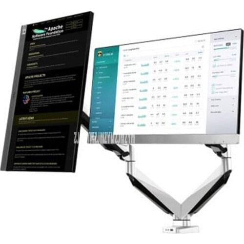 D7D Desktop Full Motion Dual LCD Monitor Holder Computer Rotation Mount Retractable Fit for 10"-27" Max Support 9KG Weight