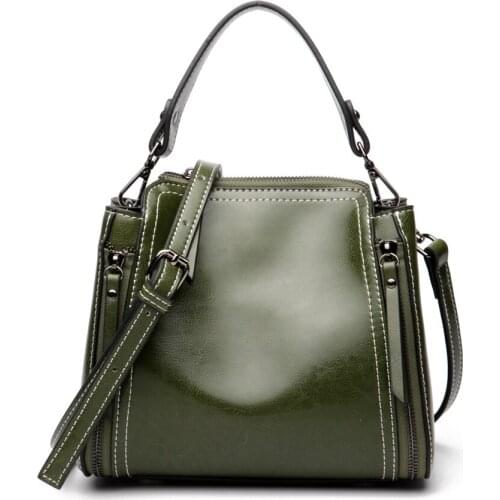 High quality women leather handbags crossbody bags Fashion Oil wax ladies Messenger Bag brand Designer Tote Bag bolsos mujer de