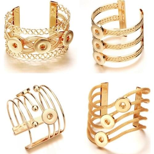 New Snap Jewelry Gold Metal Snap Button Bracelet Bangle Fit 18mm Snap Buttons Jewelry Bracelets DIY Adjustable Chain Bracelet