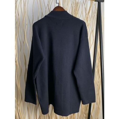 Women Sweater 2020 Spring New Loose Lapel Long Sleeve Logo Double-Breasted Knit Blazer