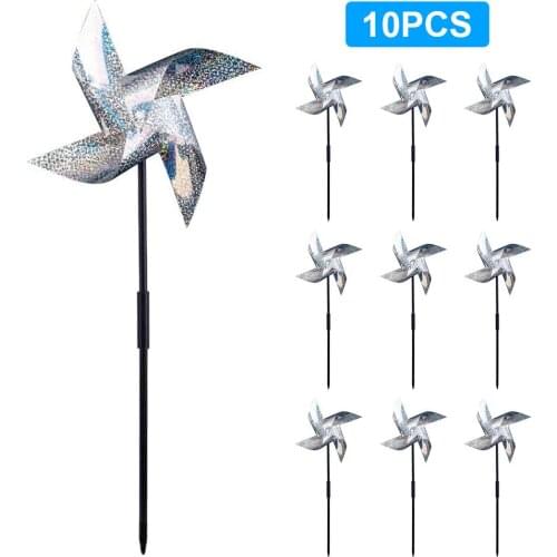10 PCS Plastic Windmill Reflective Bird Repellen Pinwheel High Reflection Wind Spinner Kids Toy Garden Lawn Party Decor 40a
