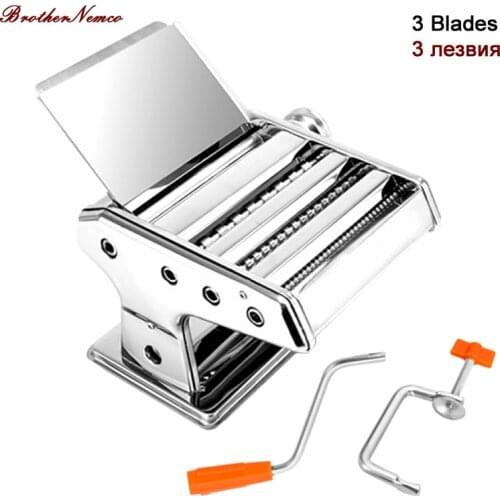 2--9MM 3 Blades Durable Stainless Steel Pasta Machine Manual Maker Noodle Press Machine Adjustable Thickness Dumplings Tool
