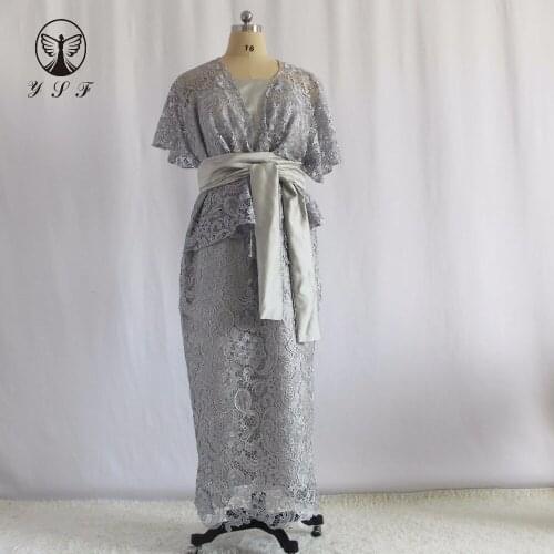 2017 Fashion Strapless Straight Tea Length Lace Formal Mother of the Bride Dresses with Cape