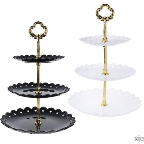 3 Tier Wedding Birthday Party Cake Plate Afternoon Tea Dessert Stand Tray Fruit Snacks Display Tower