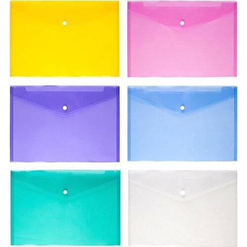 A4 Clear Document Bag Paper File Folder Stationery School Office Letter Envelope Folder Translucent Case PP 6 Candy Colors