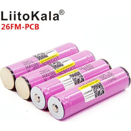 LiitoKala 18650 2600mah battery 100% ICR18650-26FM originally 3.7V 2500mah rechargeable battery for flashlight